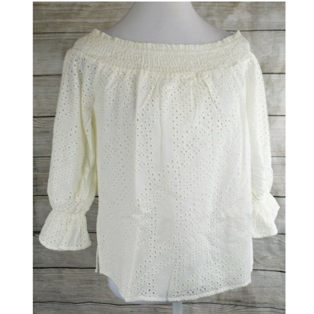 Eva Longoria Off-Shoulder Blouses Top Shirt Eyelet